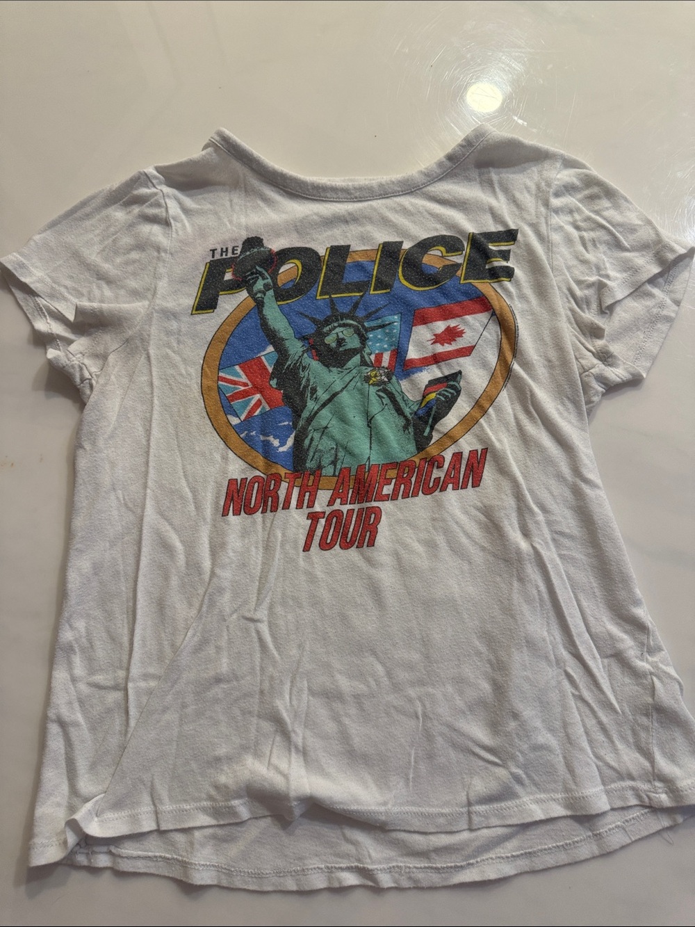 Chaser The Police North American Tour Vintage Style Graphic Tee White Size L